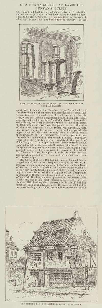 Antigua Casa de Reuniones en Lambeth, Púlpito de Bunyan de Thomas Harrington Wilson