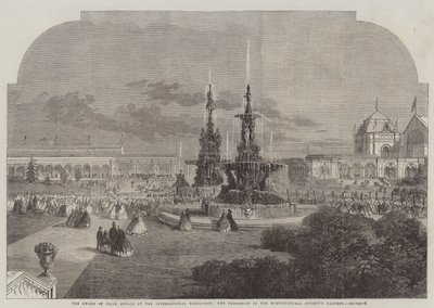 La entrega de medallas de premio en la Exposición Internacional, la procesión en los Jardines de la Sociedad de Horticultura de Thomas Harrington Wilson