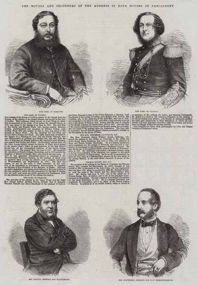 Los Proponentes y Secundadores de la Dirección en ambas Cámaras del Parlamento de Thomas Harrington Wilson