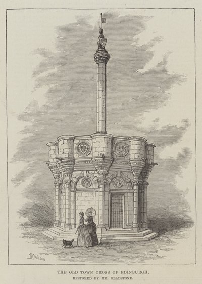 La antigua cruz de la ciudad de Edimburgo, restaurada por el Sr. Gladstone de Thomas Harrington Wilson