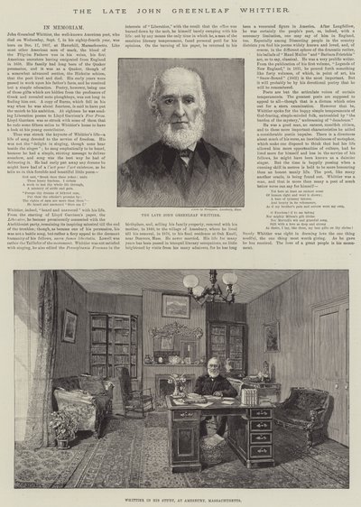 El difunto John Greenleaf Whittier de Thomas Harrington Wilson