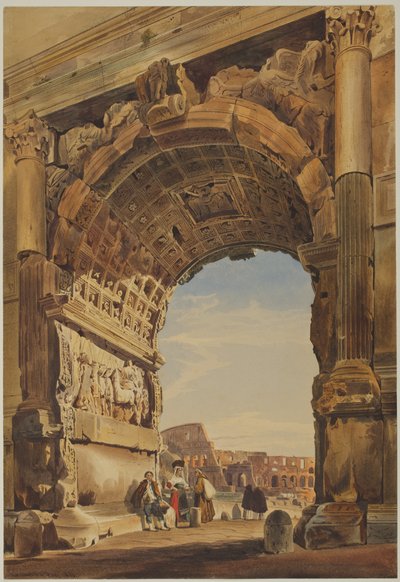 The Arch of Titus and the Coliseum, Rome de Thomas Hartley Cromek