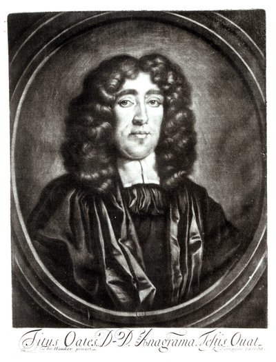 Retrato de Titus Oates grabado por R. Thompson de Thomas Hawker