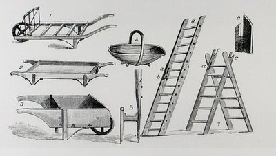 Carretillas, trug y escaleras, de 