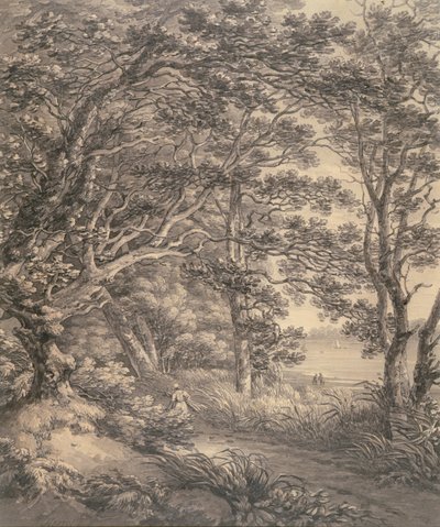 Paisaje fluvial con figuras de Thomas Hearne