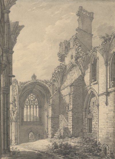 Transepto de la abadía de Melrose, 1778 Cerca de Old Melrose en el río Tweed, Roxburgh de Thomas Hearne