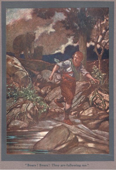 ¡Osos! ¡Osos! Me siguen (litografía en color) de Thomas Heath Robinson
