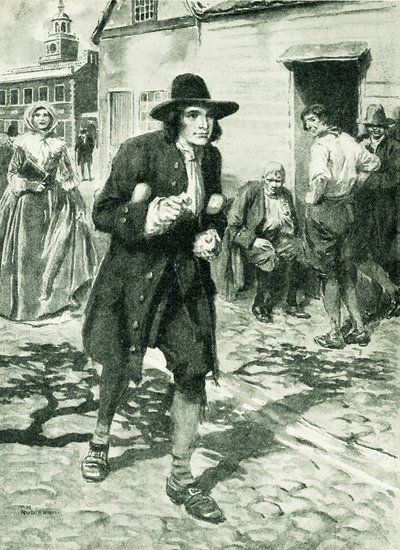 Benjamin Franklin llegando a Filadelfia (litografía) de Thomas Heath Robinson