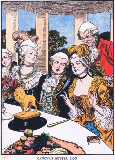 El león de mantequilla de Canova (litografía en color) de Thomas Heath Robinson