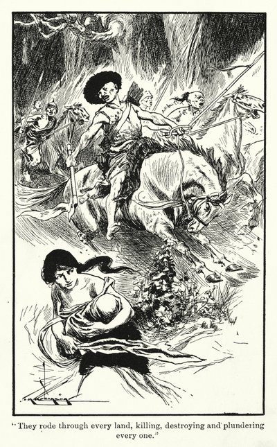 Hunos (litografía) de Thomas Heath Robinson