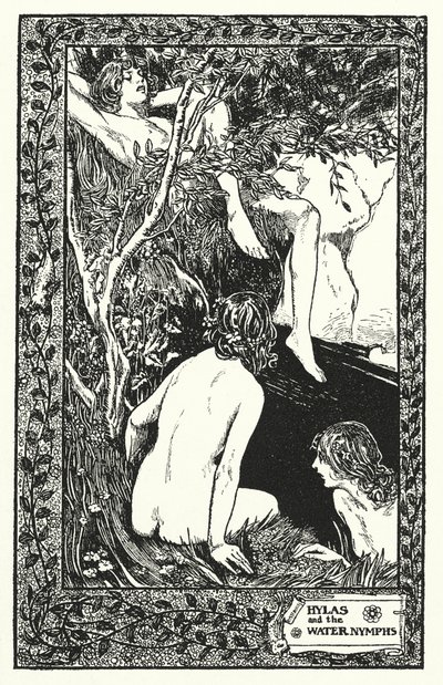 Hylas y las ninfas del agua (litografía) de Thomas Heath Robinson