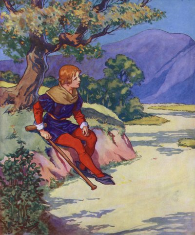 Ilustración de El flautista de Hamelin (litografía en color) de Thomas Heath Robinson