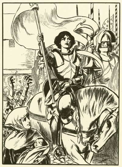 Juana a la cabeza del ejército (grabado) de Thomas Heath Robinson