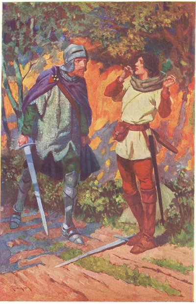 "¡Robin!", gritó. "¿No me conoces ¿No conoces a tu Marion (litografía en color) de Thomas Heath Robinson