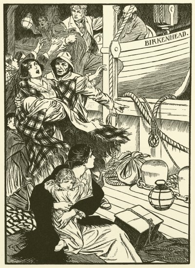 Salvar a las mujeres y los niños (grabado) de Thomas Heath Robinson