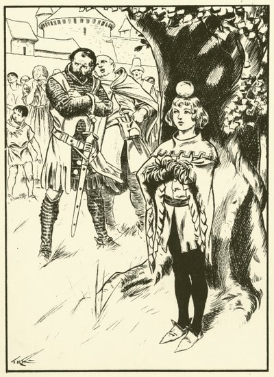 El hijo de Tell y la manzana (grabado) de Thomas Heath Robinson