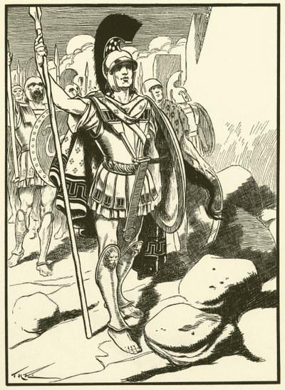 Los griegos fuera de Troya (grabado) de Thomas Heath Robinson