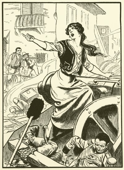 La doncella de Zaragoza (grabado) de Thomas Heath Robinson
