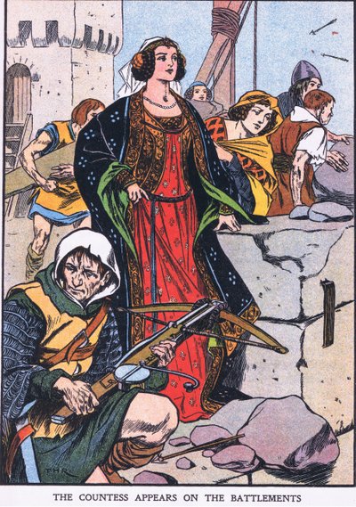 La condesa aparece en las almenas (litografía en color) de Thomas Heath Robinson