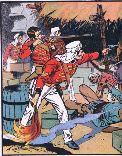 La destrucción de la revista en Delhi (litografía en color) de Thomas Heath Robinson