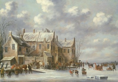 Escena de invierno con vista en Medemblik de Thomas Heeremans