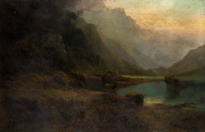 Lago de las Tierras Altas con ciervo de Thomas Henry Gibb