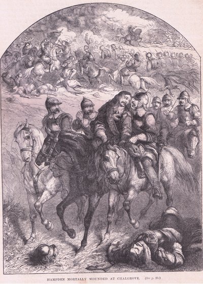 Hampden mortalmente herido en Chalgrove AD 1643 de Thomas Henry Nicholson