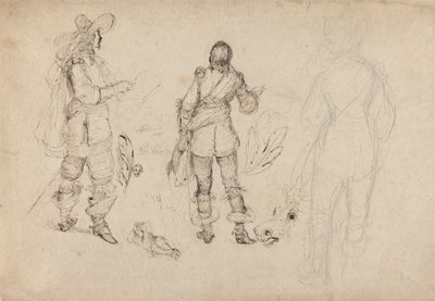 Página de bocetos de caballerías, cabezas de caballo y penachos de Thomas Henry Nicholson