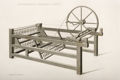 La Spinning Jenny, inventada por James Hargreaves en 1764, 1835 de Thomas Henry Nicholson