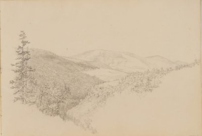 Kauterskill Clove del cuaderno de bocetos de paisajes y temas animales, ca. 1860-64 de Thomas Hewes Hinckley