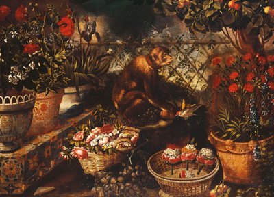 Un mono en un jardín cercado de Thomas Hiepes