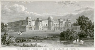 La fachada del jardín del palacio del rey en Pimlico, Palacio de Buckingham, Londres, 1829 de Thomas Higham