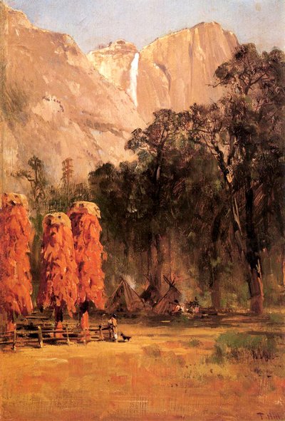 Graneros de bellotas de los indios Piute, c.1873 de Thomas Hill