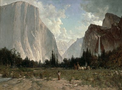 Cataratas Bridal Veil, Yosemite, c.1870-84 (óleo sobre lienzo) de Thomas Hill