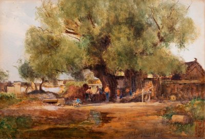Herrería al aire libre cerca del Templo de la Roca sobre Pei-tai-ho, China de Thomas Hodgson Liddell