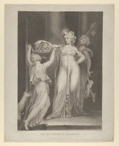 La Hija de Herodías Salomé Recibiendo la Cabeza de Juan el Bautista, Mateo 14:10-11, 1798 de Thomas Holloway
