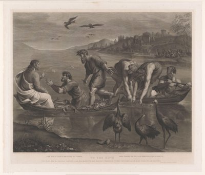 captura milagrosa La corriente milagrosa de los peces / Noli timere: ex hoc jam homines eris capiens (título sobre el objeto) Impresiones después de Raphael (título de la serie) Los dibujos animados de Raphael (título de la serie) de Thomas Holloway