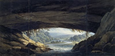 Interior de la cueva de Porth yr Ogof (acuarela sobre papel) de Thomas Hornor