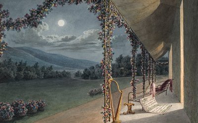 Rheola, Escena del salón (acuarela y lápiz sobre papel) de Thomas Hornor