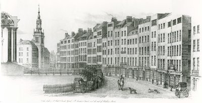 Lado sur de la Catedral de San Pablo, Londres, cementerio, Iglesia de San Agustín y el final de Watling Street de Thomas Hornor