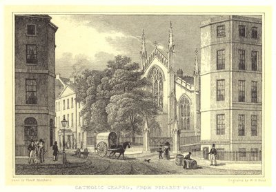 Capilla católica, desde Picardy Place de Thomas Hosmer (after) Shepherd