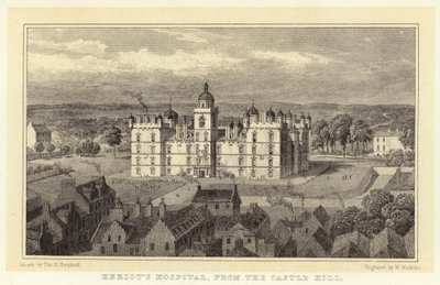 Hospital de Heriot, desde Castle Hill (grabado) de Thomas Hosmer (after) Shepherd