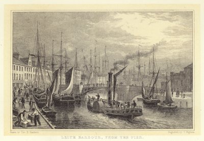 Puerto de Leith, desde el muelle de Thomas Hosmer (after) Shepherd
