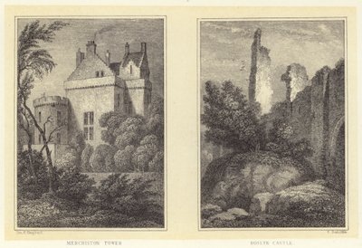 Torre de Merchiston; Castillo de Roslyn de Thomas Hosmer (after) Shepherd