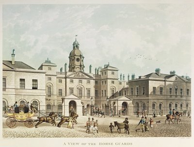 Vista de los Horse Guards desde Whitehall grabado por J.C Sadler de Thomas Hosmer Shepherd