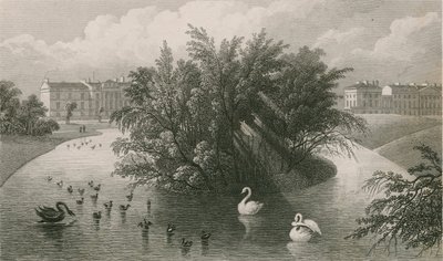 Una isla en el lago y parte de Cornwall y Clarence Terrace, Regent