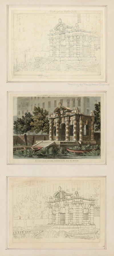 Puerta de Agua de las Escaleras de Buckingham, desde el río de Thomas Hosmer Shepherd