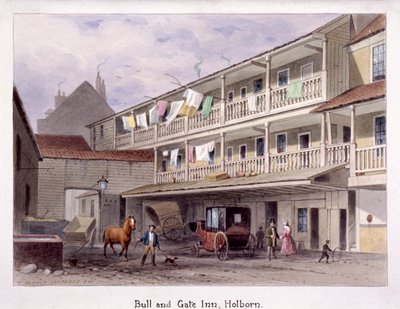 Bull and Gate Inn, Holborn, Londres, c1850 de Thomas Hosmer Shepherd