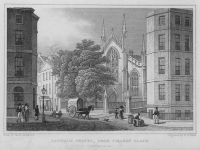 Capilla Católica, desde Picardy Place, Edimburgo de Thomas Hosmer Shepherd