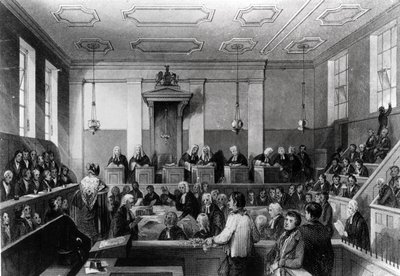Tribunal Penal Central, The Old Bailey, grabado por H. Melville de Thomas Hosmer Shepherd